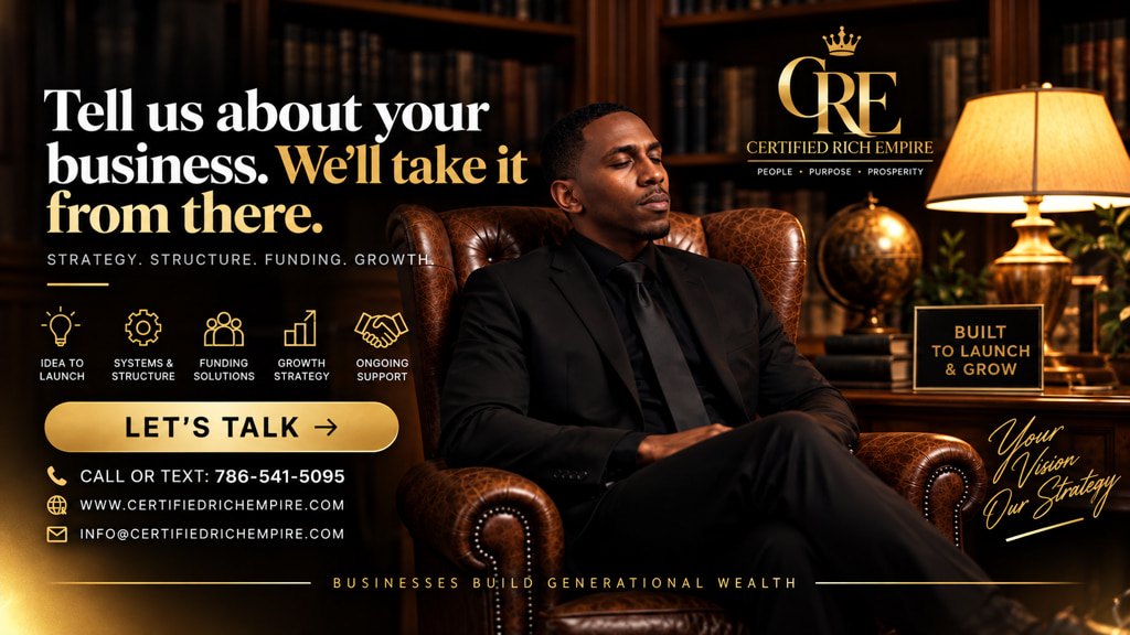 Certified Rich Empire business funding — tell us about your business and we'll take it from there