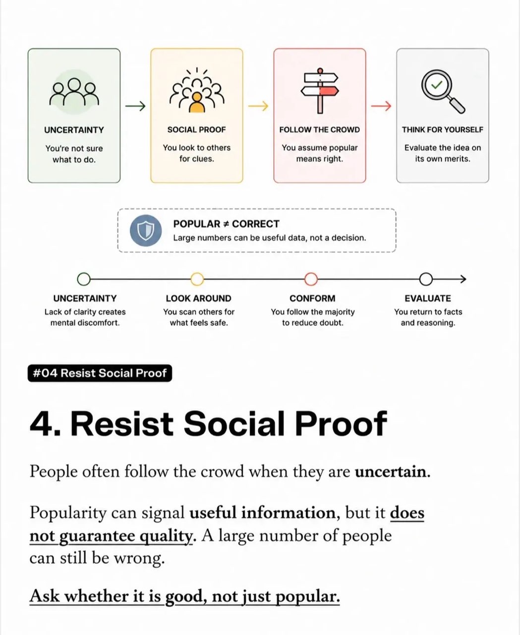 Principle 4 — Resist Social Proof: popular does not equal correct
